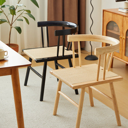 Traditional Chinese Square Solid Wood Rope Dining Chair Backrest For Dining Room