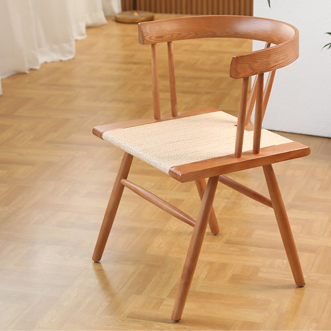 Traditional Chinese Square Solid Wood Rope Dining Chair Backrest For Dining Room