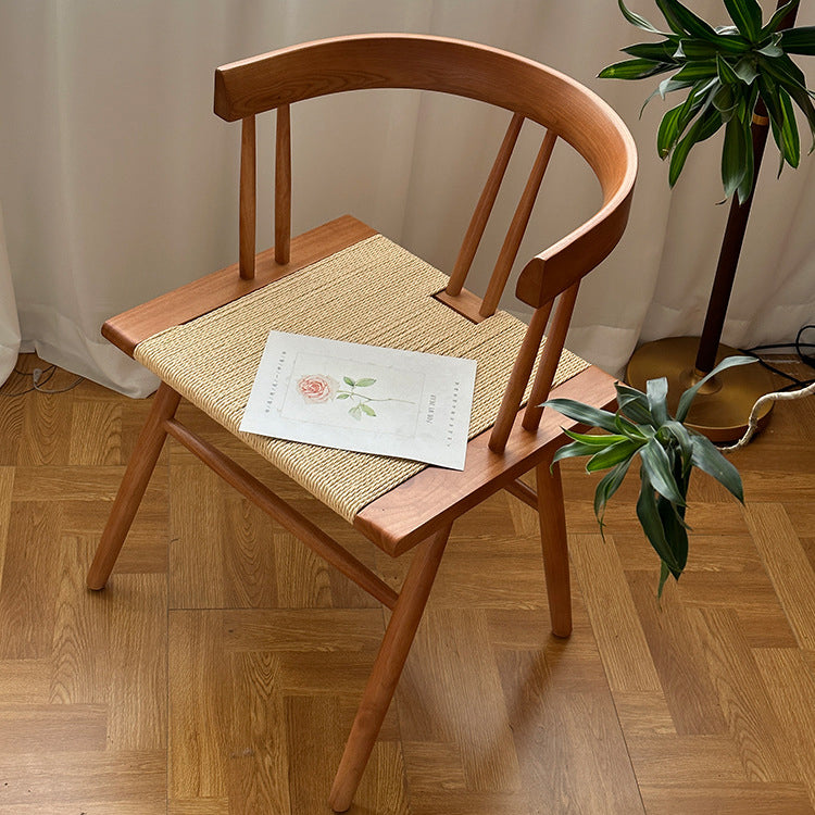 Traditional Chinese Square Solid Wood Rope Dining Chair Backrest For Dining Room