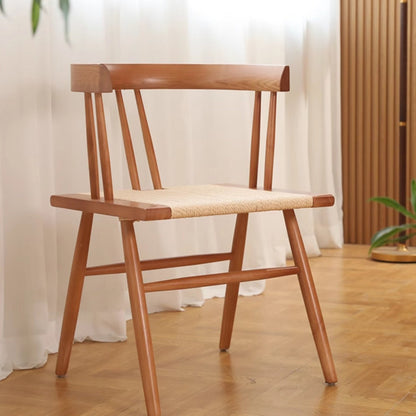 Traditional Chinese Square Solid Wood Rope Dining Chair Backrest For Dining Room