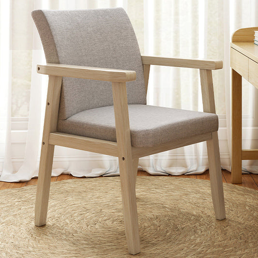 Modern Minimalist Square Solid Wood Cotton Dining Chair Backrest Armrest For Dining Room