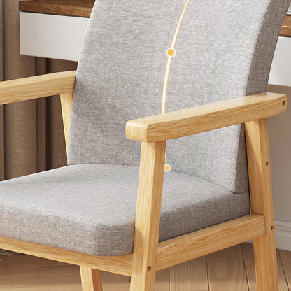 Modern Minimalist Square Solid Wood Cotton Dining Chair Backrest Armrest For Dining Room