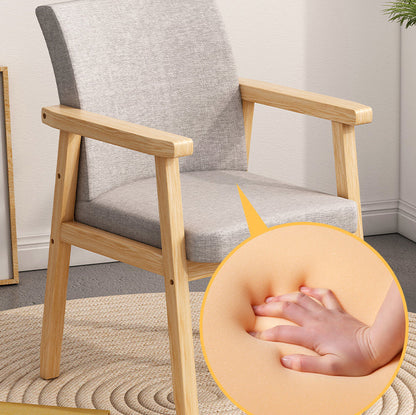 Modern Minimalist Square Solid Wood Cotton Dining Chair Backrest Armrest For Dining Room