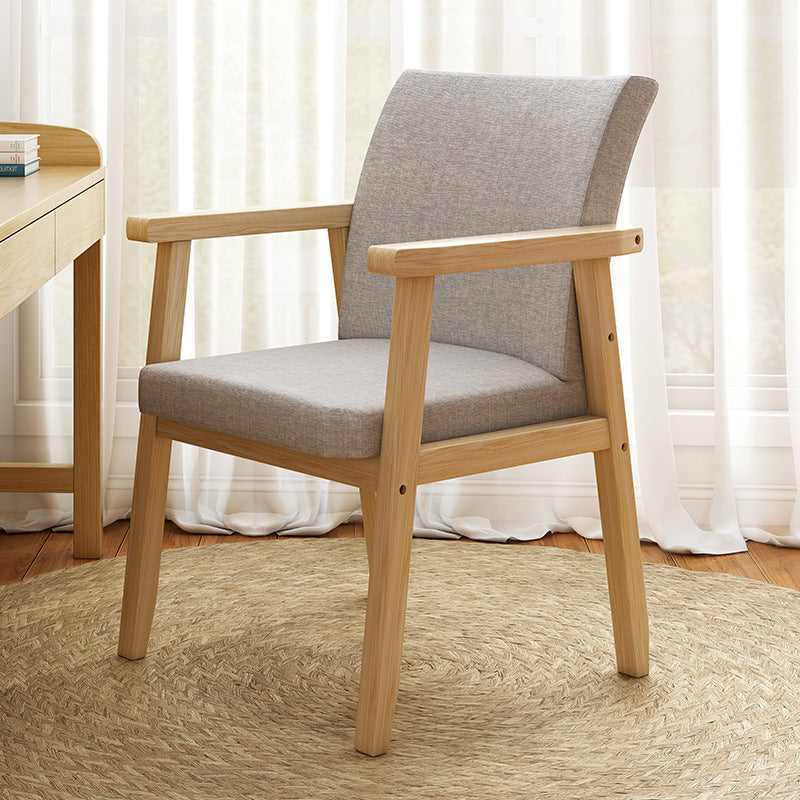 Modern Minimalist Square Solid Wood Cotton Dining Chair Backrest Armrest For Dining Room