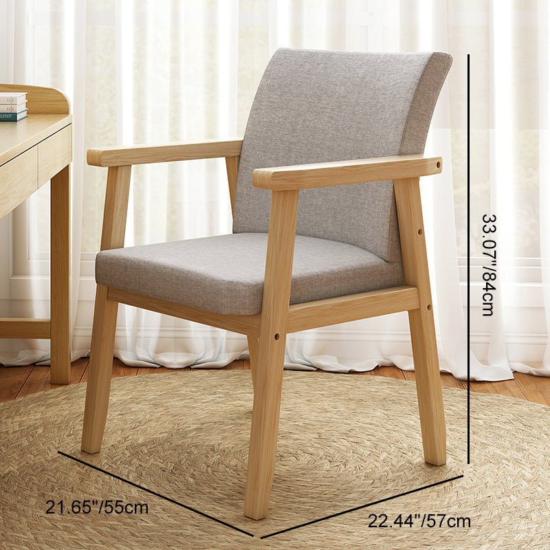 Modern Minimalist Square Solid Wood Cotton Dining Chair Backrest Armrest For Dining Room
