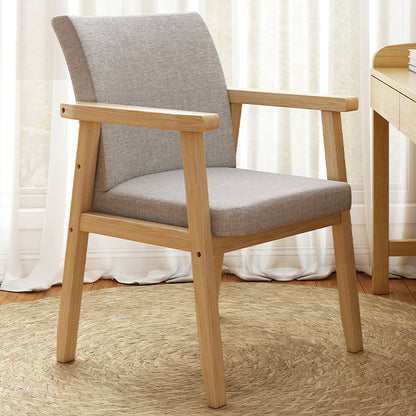 Modern Minimalist Square Solid Wood Cotton Dining Chair Backrest Armrest For Dining Room