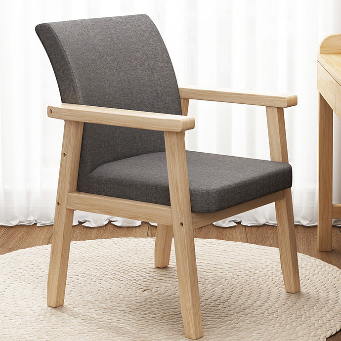 Modern Minimalist Square Solid Wood Cotton Dining Chair Backrest Armrest For Dining Room
