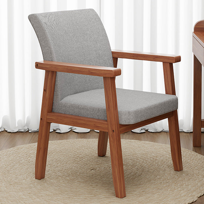 Modern Minimalist Square Solid Wood Cotton Dining Chair Backrest Armrest For Dining Room