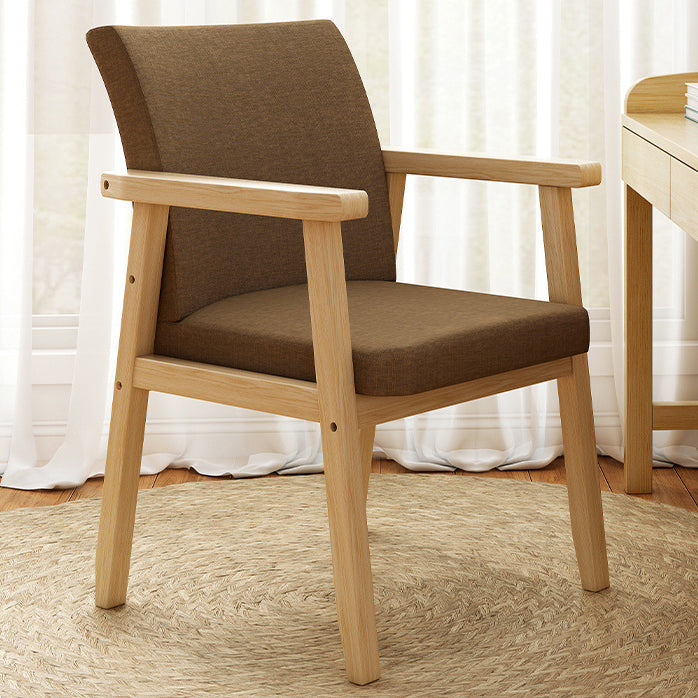 Modern Minimalist Square Solid Wood Cotton Dining Chair Backrest Armrest For Dining Room