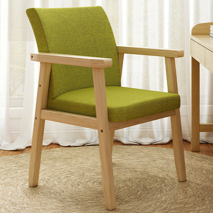 Modern Minimalist Square Solid Wood Cotton Dining Chair Backrest Armrest For Dining Room