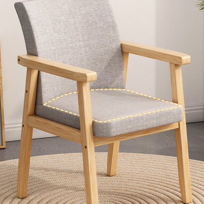 Modern Minimalist Square Solid Wood Cotton Dining Chair Backrest Armrest For Dining Room