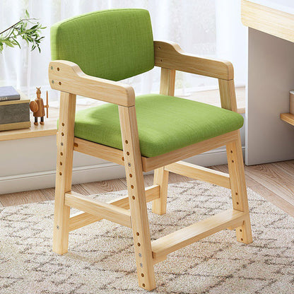 Modern Simplicity Square Solid Wood High Resilience Foam Vanity Stool Backrest Armrest For Bedroom