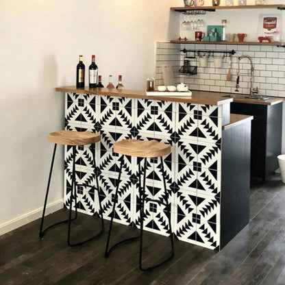 Traditional Retro Square Solid Wood Metal Bar Stool Footrest For Dining Room