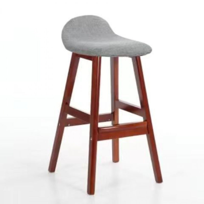 Contemporary Scandinavian Oval Cushion Rubberwood Bar Stool Backrest For Dining Room