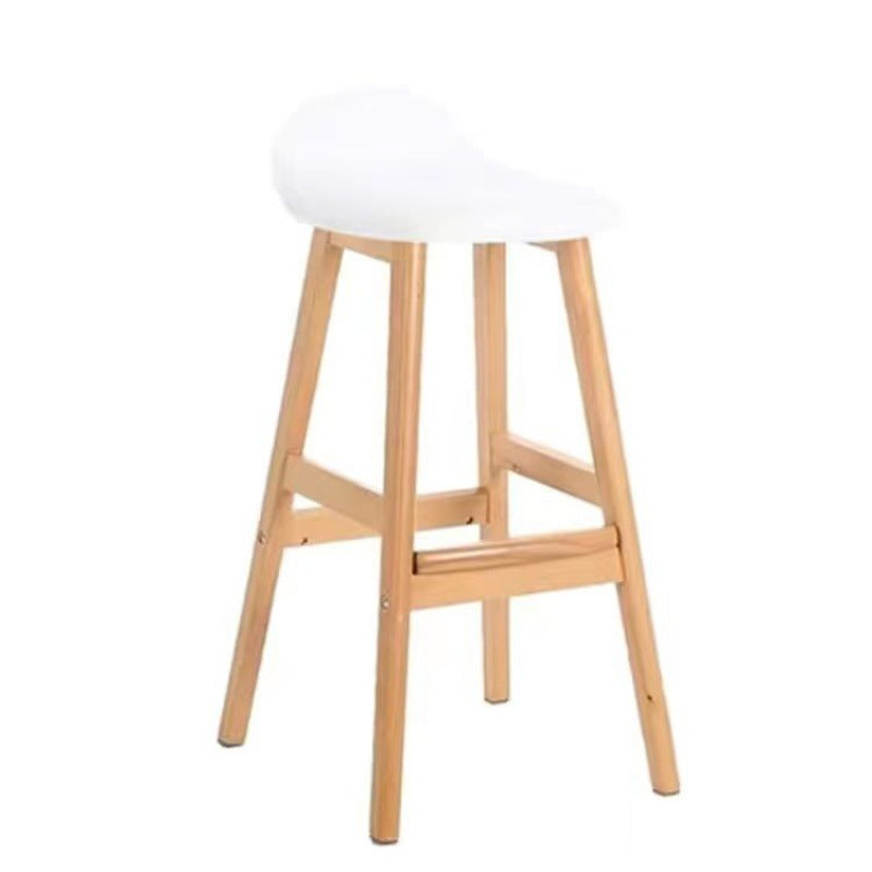 Contemporary Scandinavian Oval Cushion Rubberwood Bar Stool Backrest For Dining Room