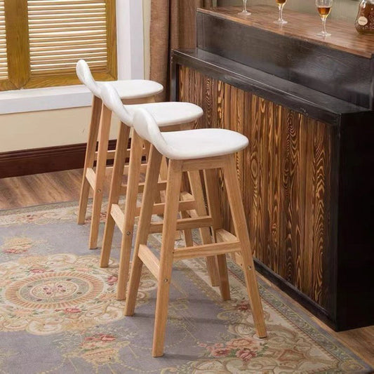 Contemporary Scandinavian Oval Cushion Rubberwood Bar Stool Backrest For Dining Room