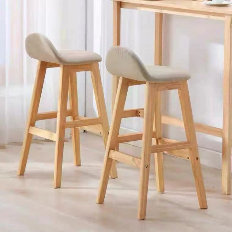 Contemporary Scandinavian Oval Cushion Rubberwood Bar Stool Backrest For Dining Room
