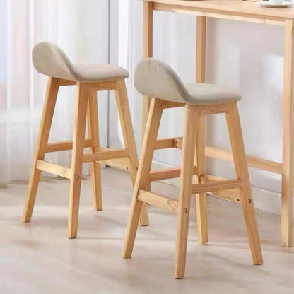 Contemporary Scandinavian Oval Cushion Rubberwood Bar Stool Backrest For Dining Room