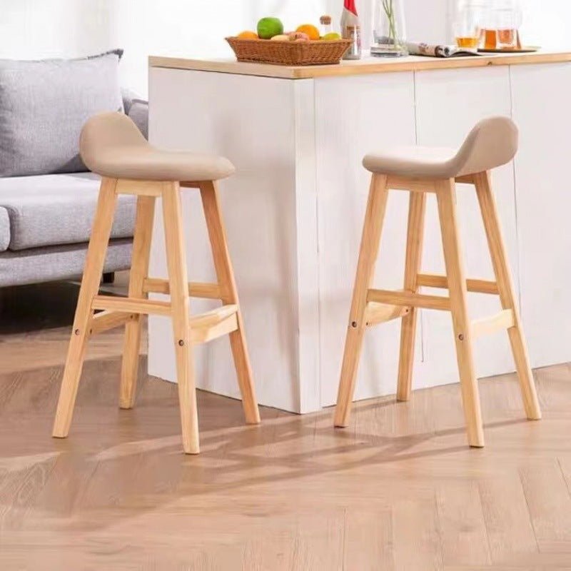 Contemporary Scandinavian Oval Cushion Rubberwood Bar Stool Backrest For Dining Room