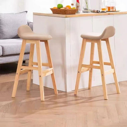 Contemporary Scandinavian Oval Cushion Rubberwood Bar Stool Backrest For Dining Room