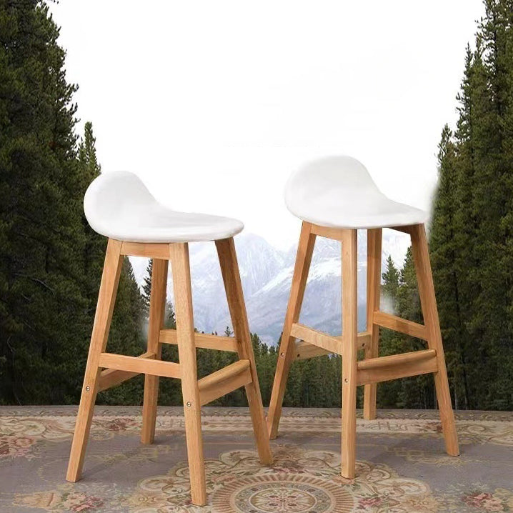 Contemporary Scandinavian Oval Cushion Rubberwood Bar Stool Backrest For Dining Room