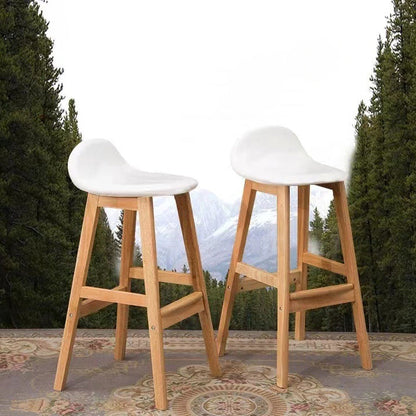 Contemporary Scandinavian Oval Cushion Rubberwood Bar Stool Backrest For Dining Room