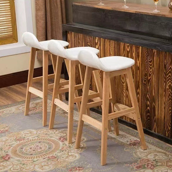 Contemporary Scandinavian Oval Cushion Rubberwood Bar Stool Backrest For Dining Room