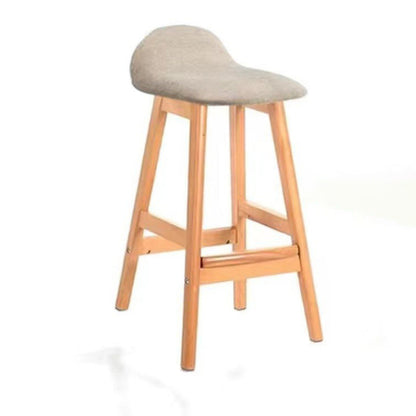 Contemporary Scandinavian Oval Cushion Rubberwood Bar Stool Backrest For Dining Room