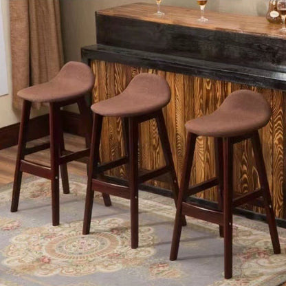 Contemporary Scandinavian Oval Cushion Rubberwood Bar Stool Backrest For Dining Room