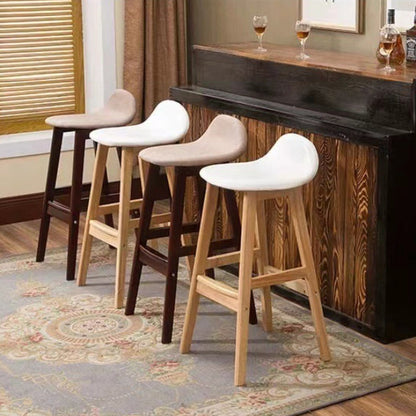 Contemporary Scandinavian Oval Cushion Rubberwood Bar Stool Backrest For Dining Room