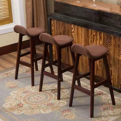 Contemporary Scandinavian Oval Cushion Rubberwood Bar Stool Backrest For Dining Room