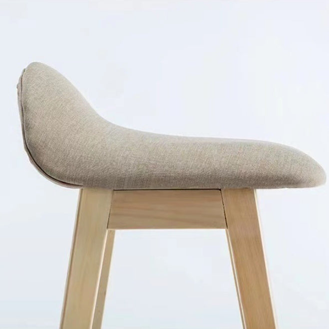 Contemporary Scandinavian Oval Cushion Rubberwood Bar Stool Backrest For Dining Room