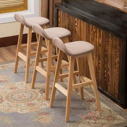 Contemporary Scandinavian Oval Cushion Rubberwood Bar Stool Backrest For Dining Room