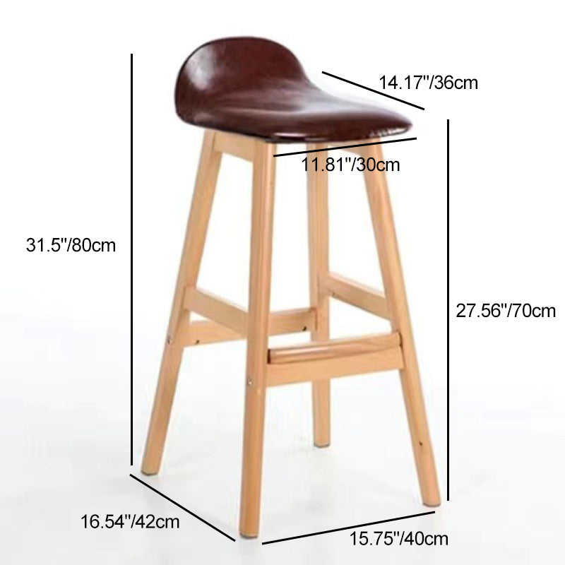 Contemporary Scandinavian Oval Cushion Rubberwood Bar Stool Backrest For Dining Room