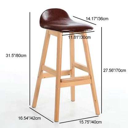 Contemporary Scandinavian Oval Cushion Rubberwood Bar Stool Backrest For Dining Room