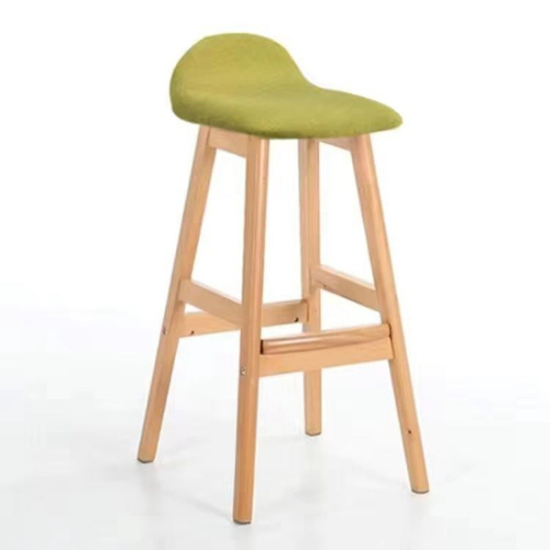 Contemporary Scandinavian Oval Cushion Rubberwood Bar Stool Backrest For Dining Room