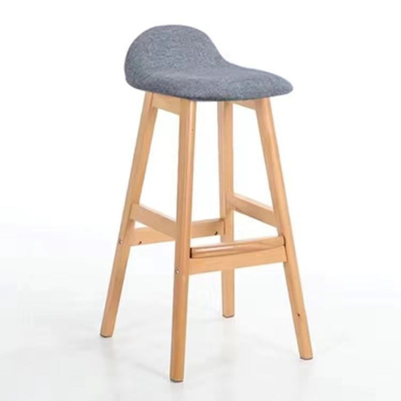 Contemporary Scandinavian Oval Cushion Rubberwood Bar Stool Backrest For Dining Room