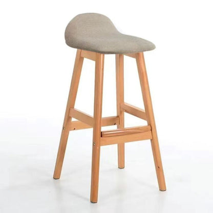 Contemporary Scandinavian Oval Cushion Rubberwood Bar Stool Backrest For Dining Room