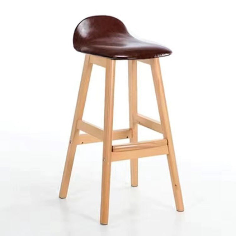 Contemporary Scandinavian Oval Cushion Rubberwood Bar Stool Backrest For Dining Room