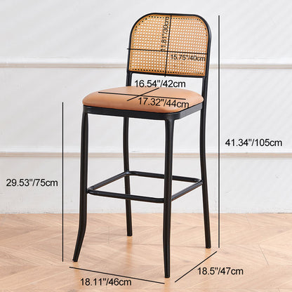 Traditional European Square Cushion PE Rattan PU Leather Iron Backrest For Dining Room