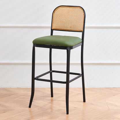 Traditional European Square Cushion PE Rattan PU Leather Iron Backrest For Dining Room