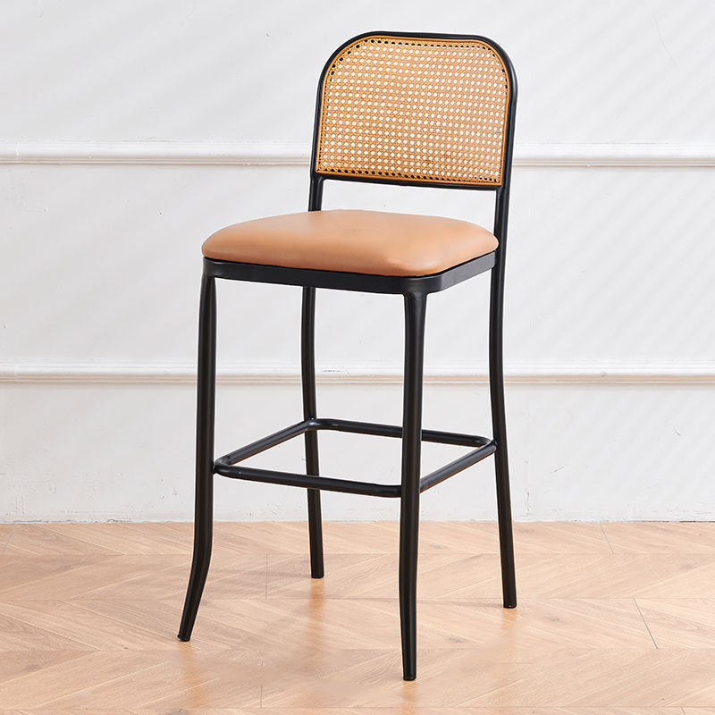 Traditional European Square Cushion PE Rattan PU Leather Iron Backrest For Dining Room