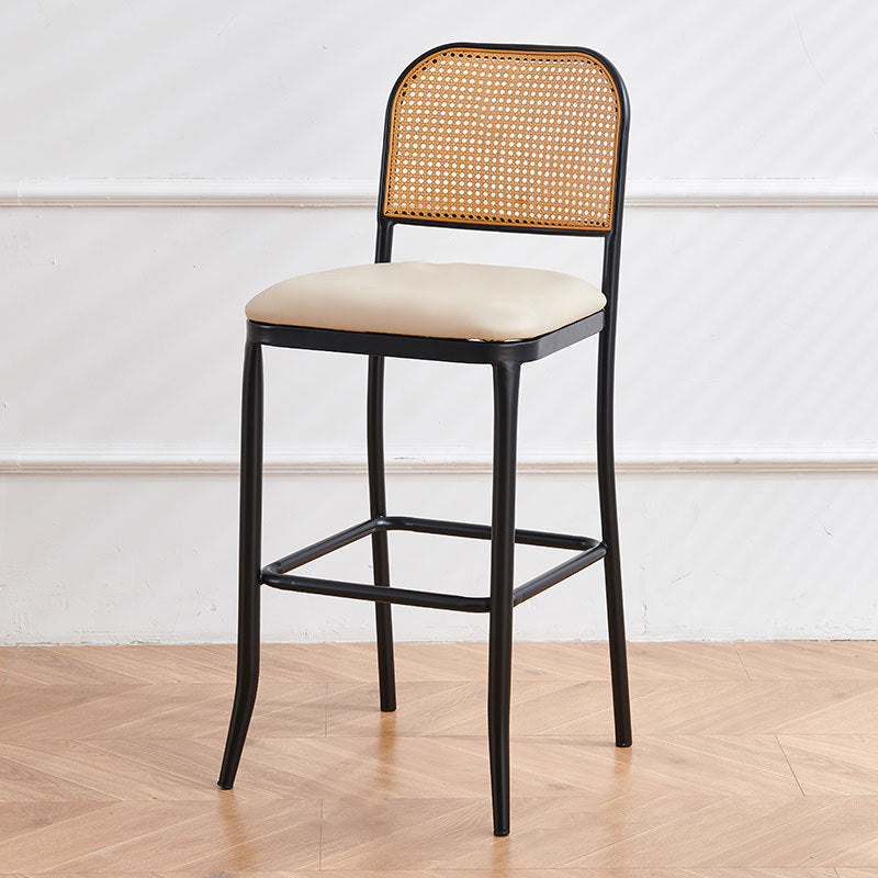 Traditional European Square Cushion PE Rattan PU Leather Iron Backrest For Dining Room