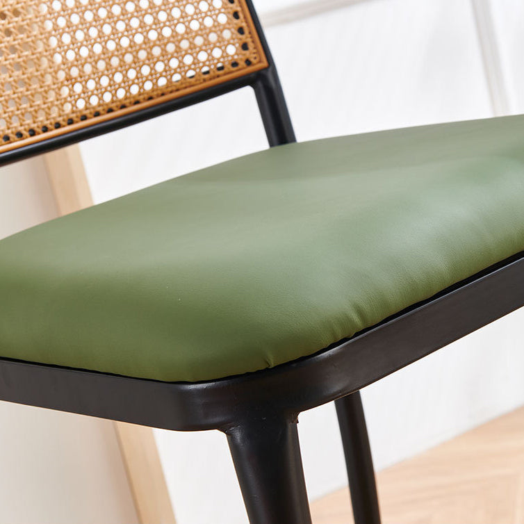Traditional European Square Cushion PE Rattan PU Leather Iron Backrest For Dining Room