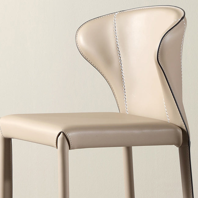 Modern Luxury Square Cushion Saddle Leather Carbon Steel Bar Stool Backrest For Dining Room