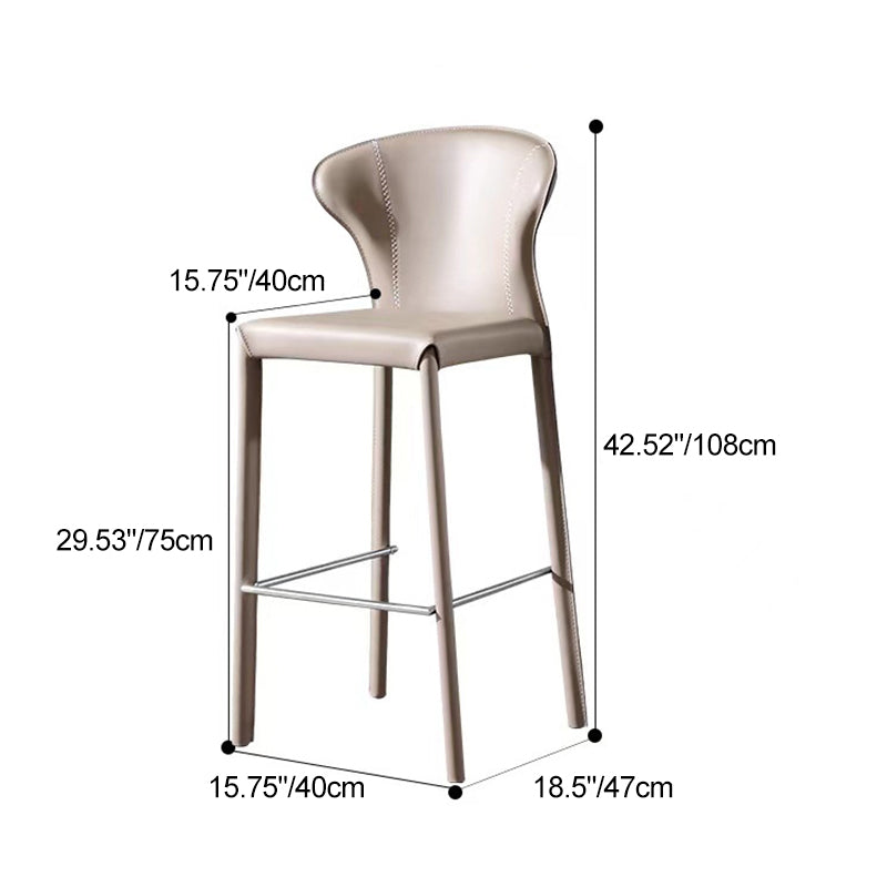 Modern Luxury Square Cushion Saddle Leather Carbon Steel Bar Stool Backrest For Dining Room