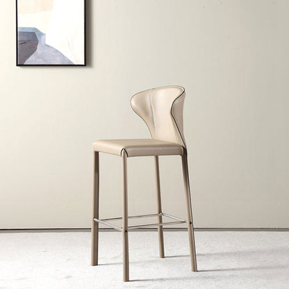 Modern Luxury Square Cushion Saddle Leather Carbon Steel Bar Stool Backrest For Dining Room