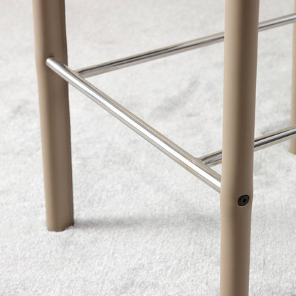Modern Luxury Square Cushion Saddle Leather Carbon Steel Bar Stool Backrest For Dining Room