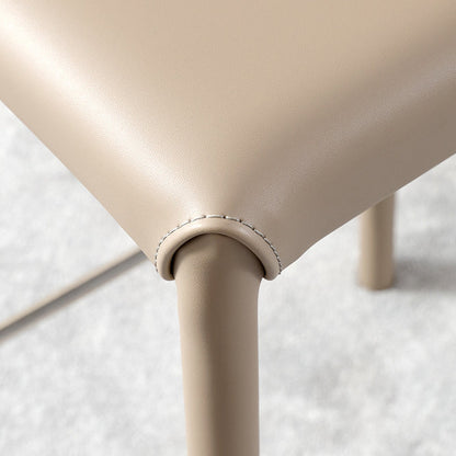 Modern Luxury Square Cushion Saddle Leather Carbon Steel Bar Stool Backrest For Dining Room