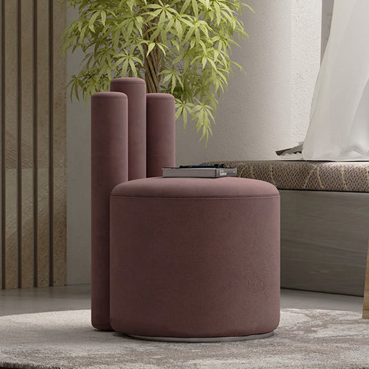 Modern Luxury Cylinder Solid Wood Velvet Iron Vanity Stool Backrest For Bedroom